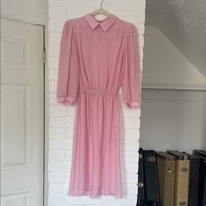 Vintage Collared Candy Stripe Pink Dress